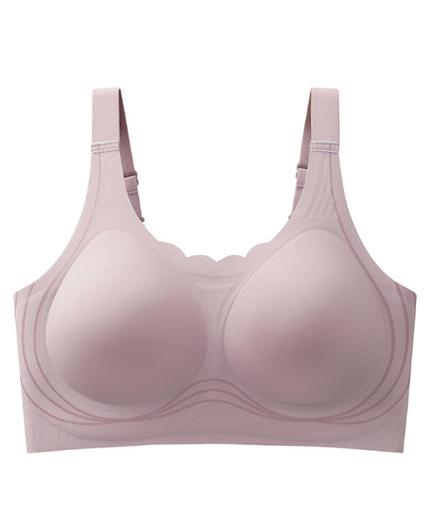 ソリッドカラー スカラップ ノンワイヤー 脇高 ブラジャー