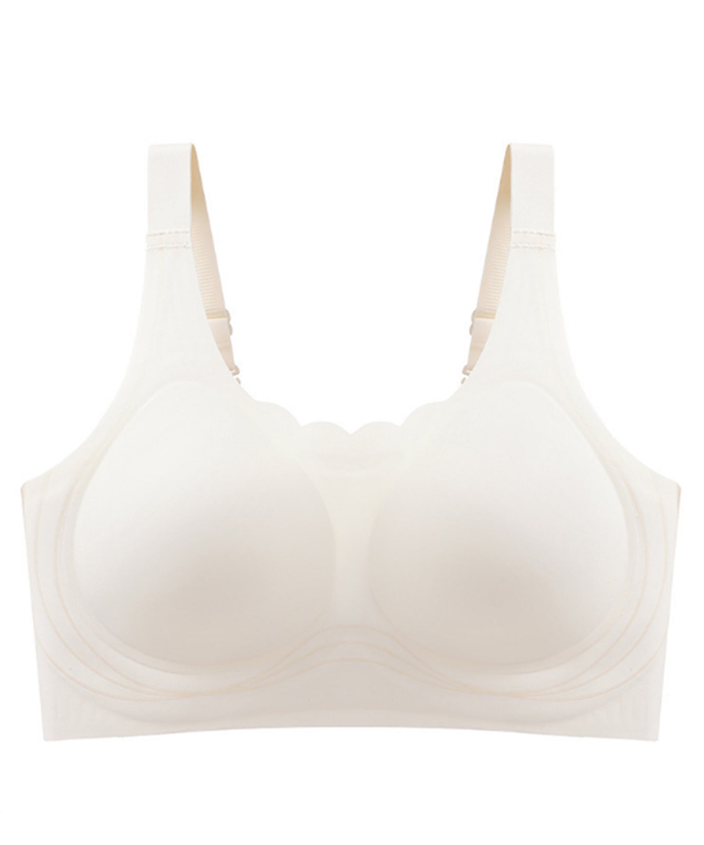 ソリッドカラー スカラップ ノンワイヤー 脇高 ブラジャー