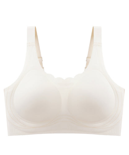 ソリッドカラー スカラップ ノンワイヤー 脇高 ブラジャー