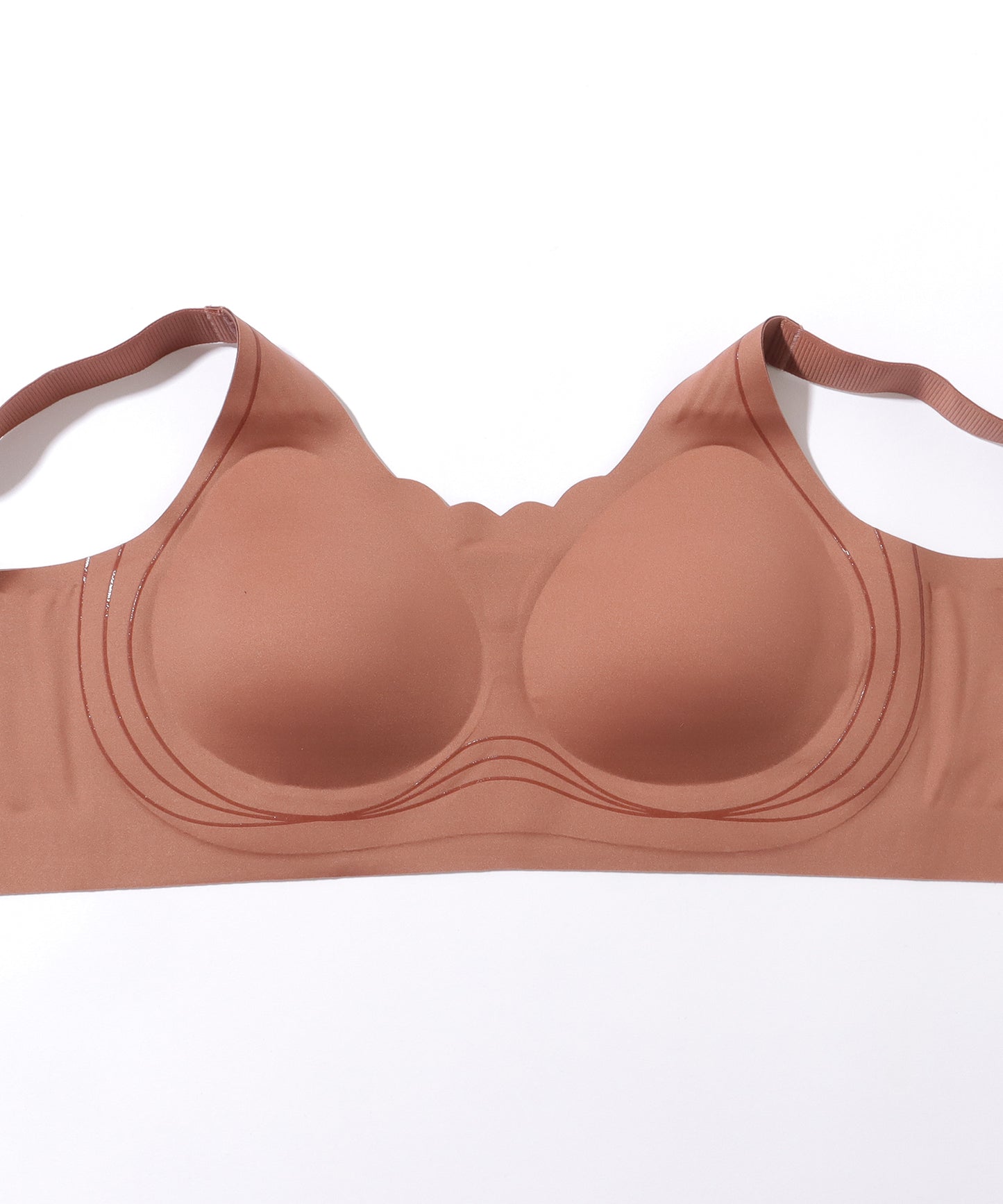 ソリッドカラー スカラップ ノンワイヤー 脇高 ブラジャー