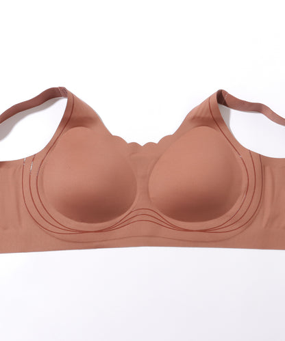 ソリッドカラー スカラップ ノンワイヤー 脇高 ブラジャー
