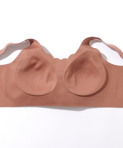 ソリッドカラー スカラップ ノンワイヤー 脇高 ブラジャー