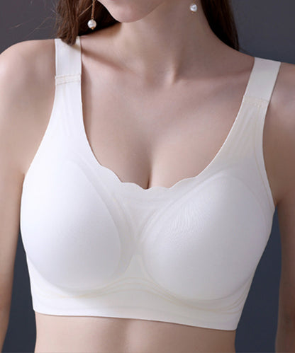 ソリッドカラー スカラップ ノンワイヤー 脇高 ブラジャー