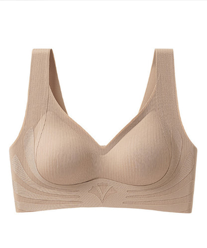 ソリッドカラー Vネック ノンワイヤー 脇高 ブラジャー