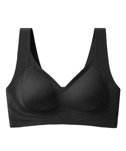 ソリッドカラー Vネック ノンワイヤー 脇高 ブラジャー