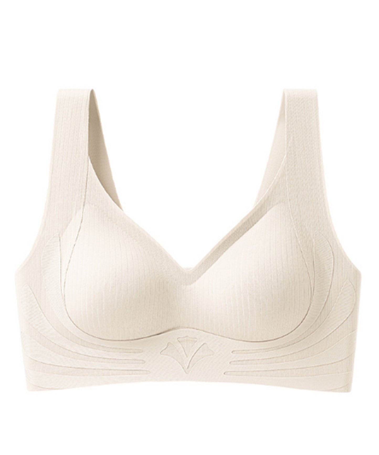 ソリッドカラー Vネック ノンワイヤー 脇高 ブラジャー