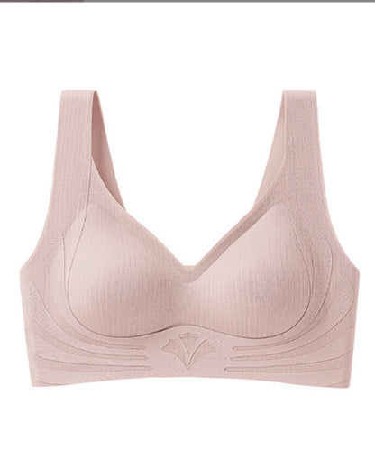 ソリッドカラー Vネック ノンワイヤー 脇高 ブラジャー