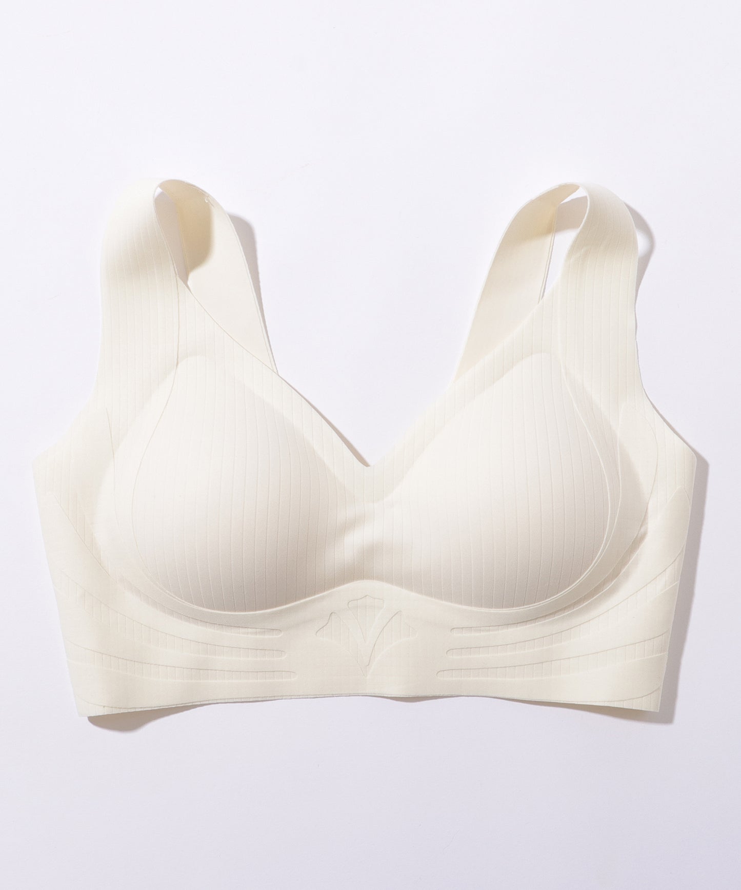 ソリッドカラー Vネック ノンワイヤー 脇高 ブラジャー