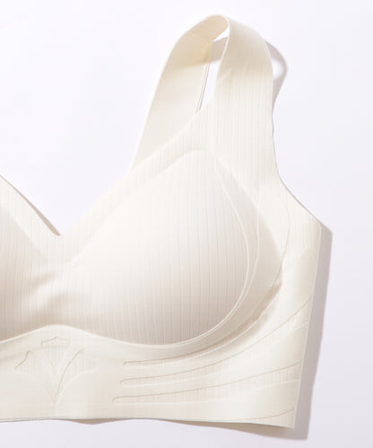 ソリッドカラー Vネック ノンワイヤー 脇高 ブラジャー