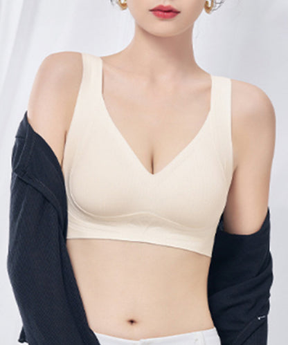 ソリッドカラー Vネック ノンワイヤー 脇高 ブラジャー
