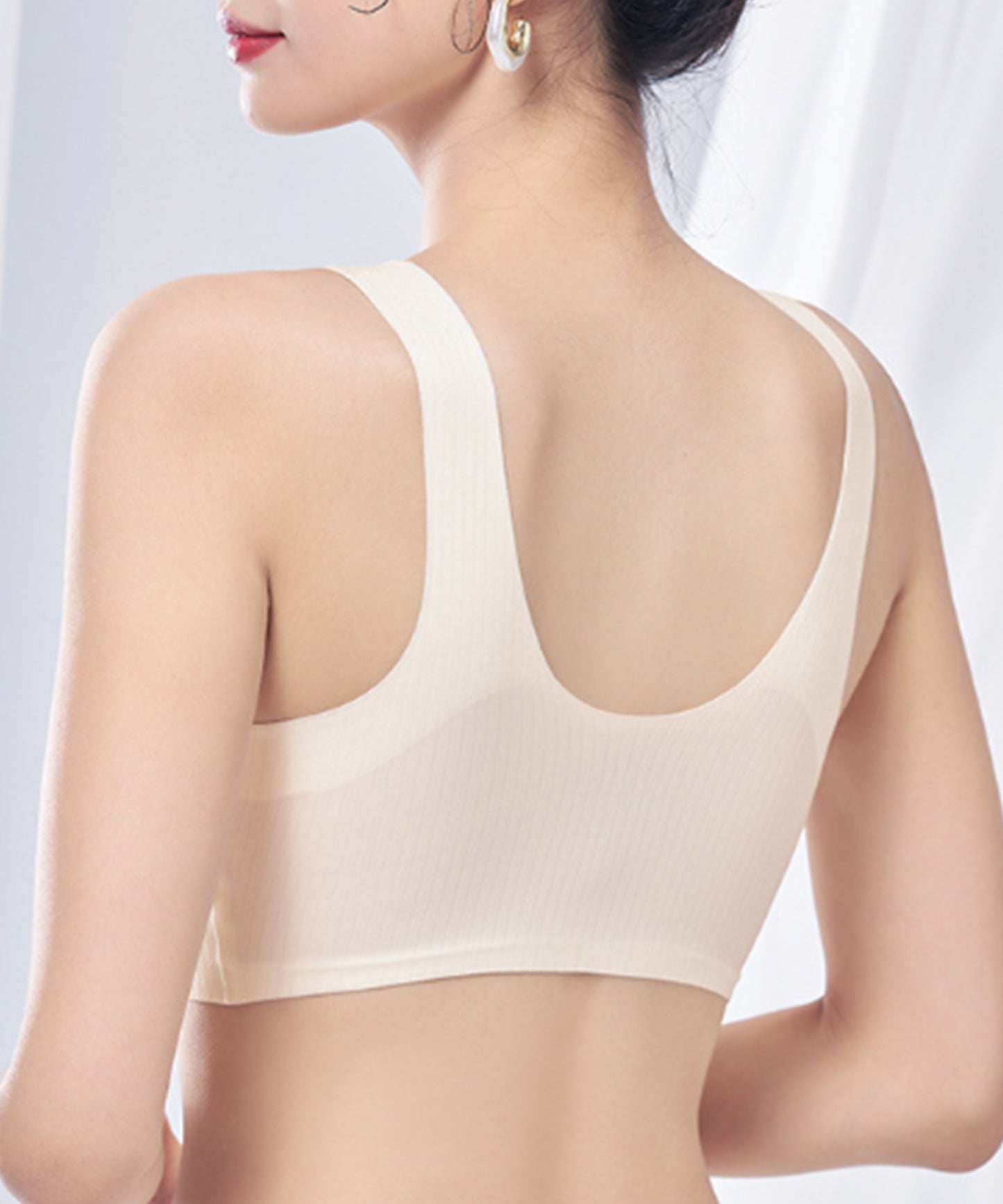 ソリッドカラー Vネック ノンワイヤー 脇高 ブラジャー