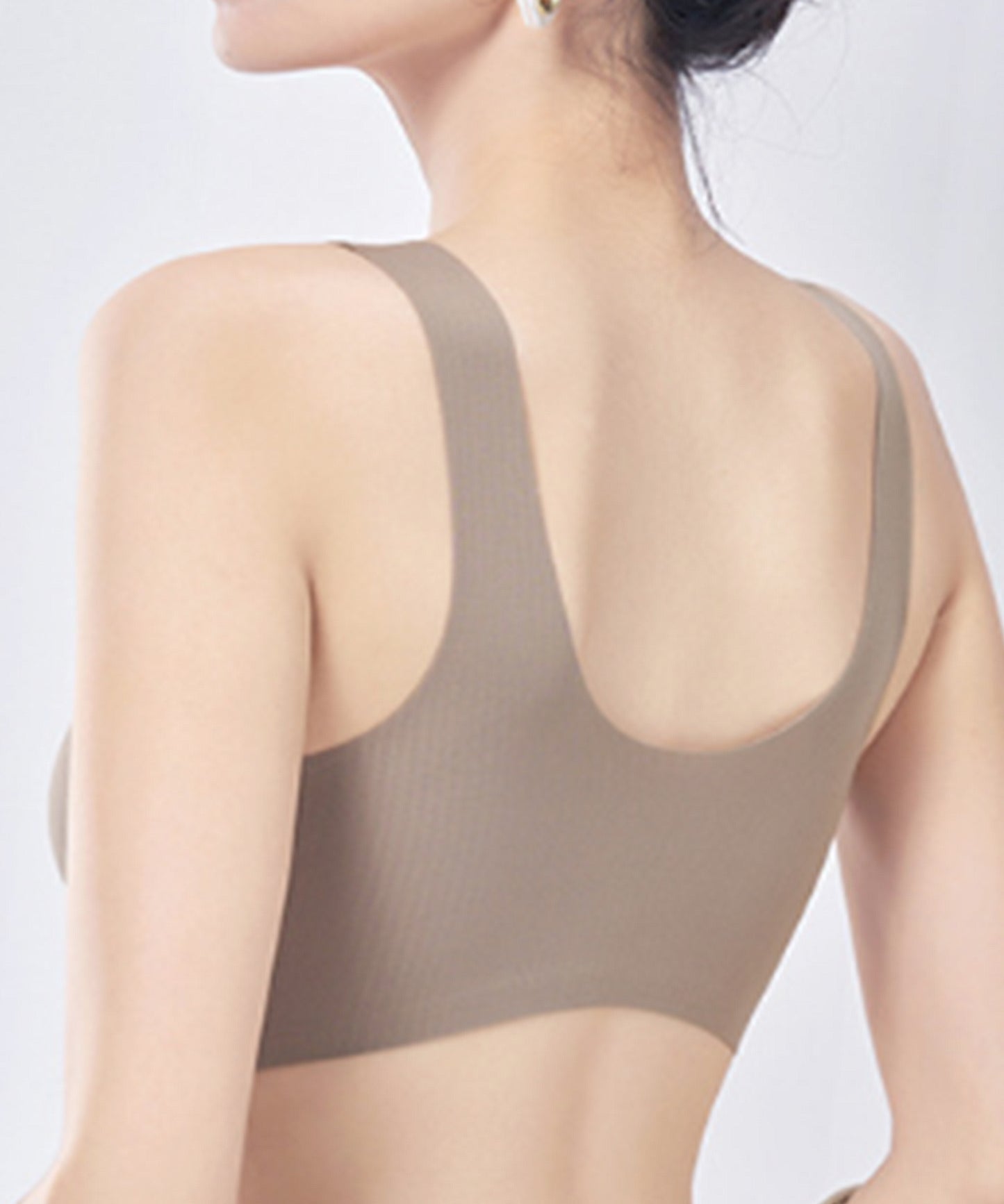 ソリッドカラー Vネック ノンワイヤー 脇高 ブラジャー