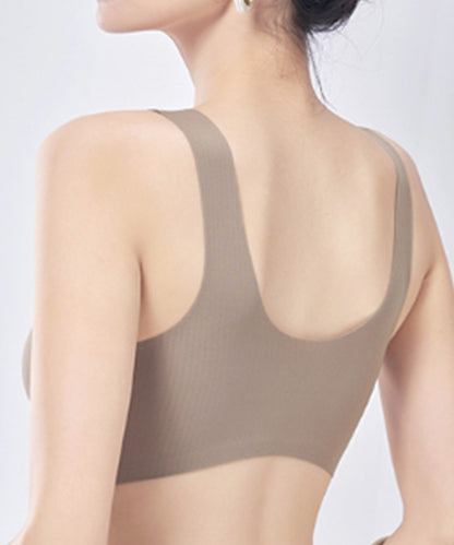 ソリッドカラー Vネック ノンワイヤー 脇高 ブラジャー