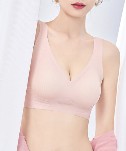 ソリッドカラー Vネック ノンワイヤー 脇高 ブラジャー