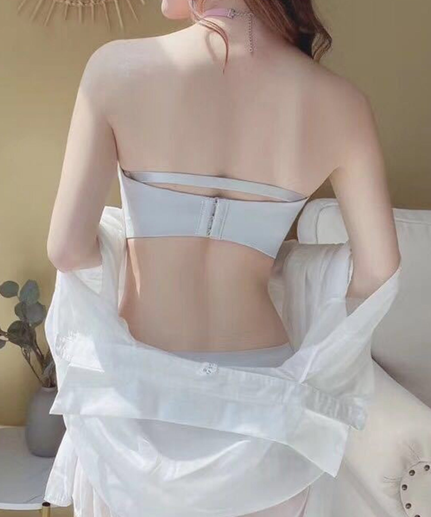 【2点セット】ソリッドカラー レースアップ 2WAY ブラジャー&ショーツ