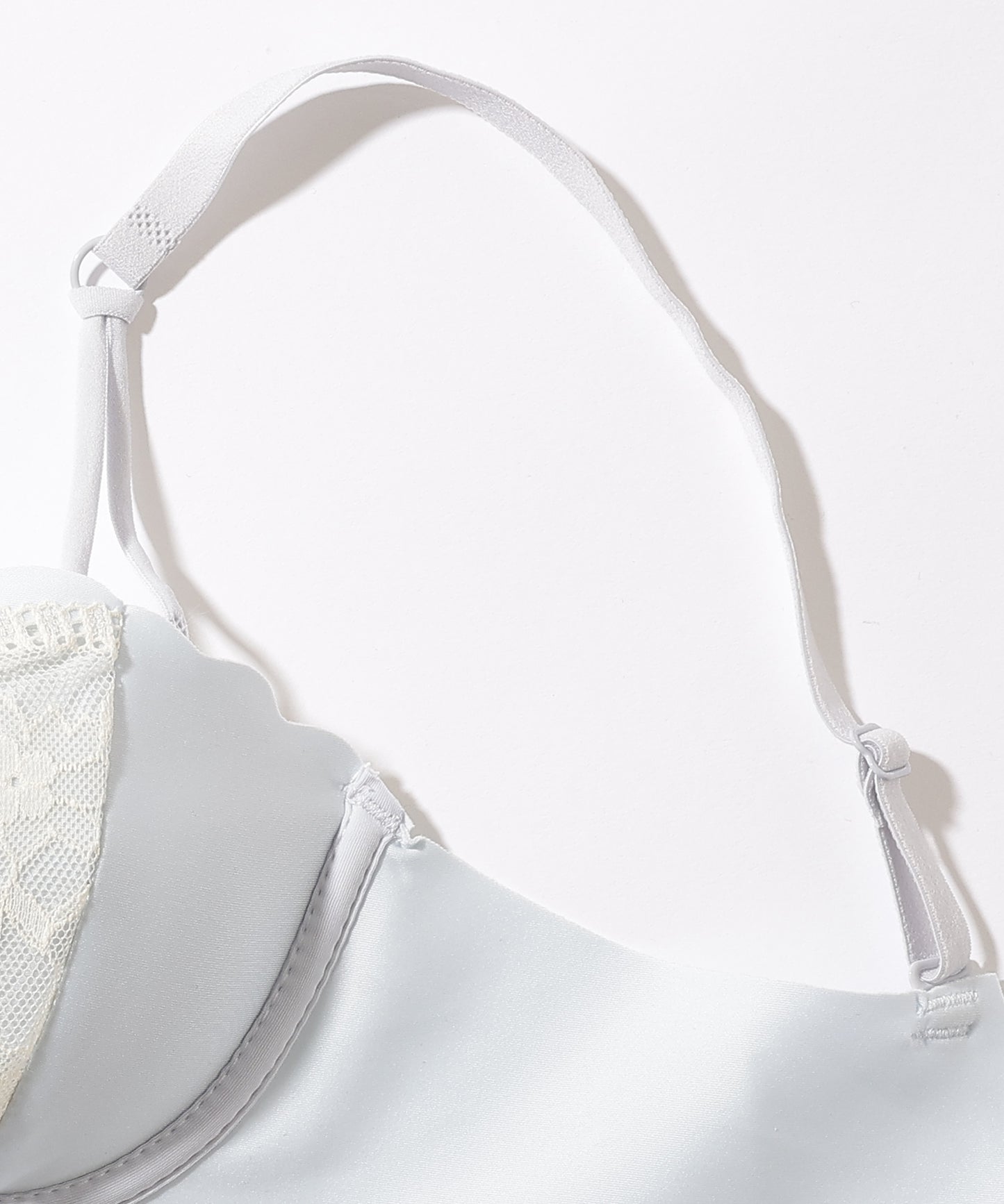 【2点セット】レース ギャザー ノンワイヤー ブラジャー&ショーツ