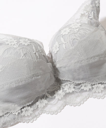 【2点セット】フラワー レース ノンワイヤー ブラジャー&ショーツ