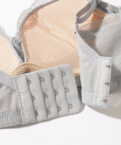 【2点セット】フラワー レース ノンワイヤー ブラジャー&ショーツ