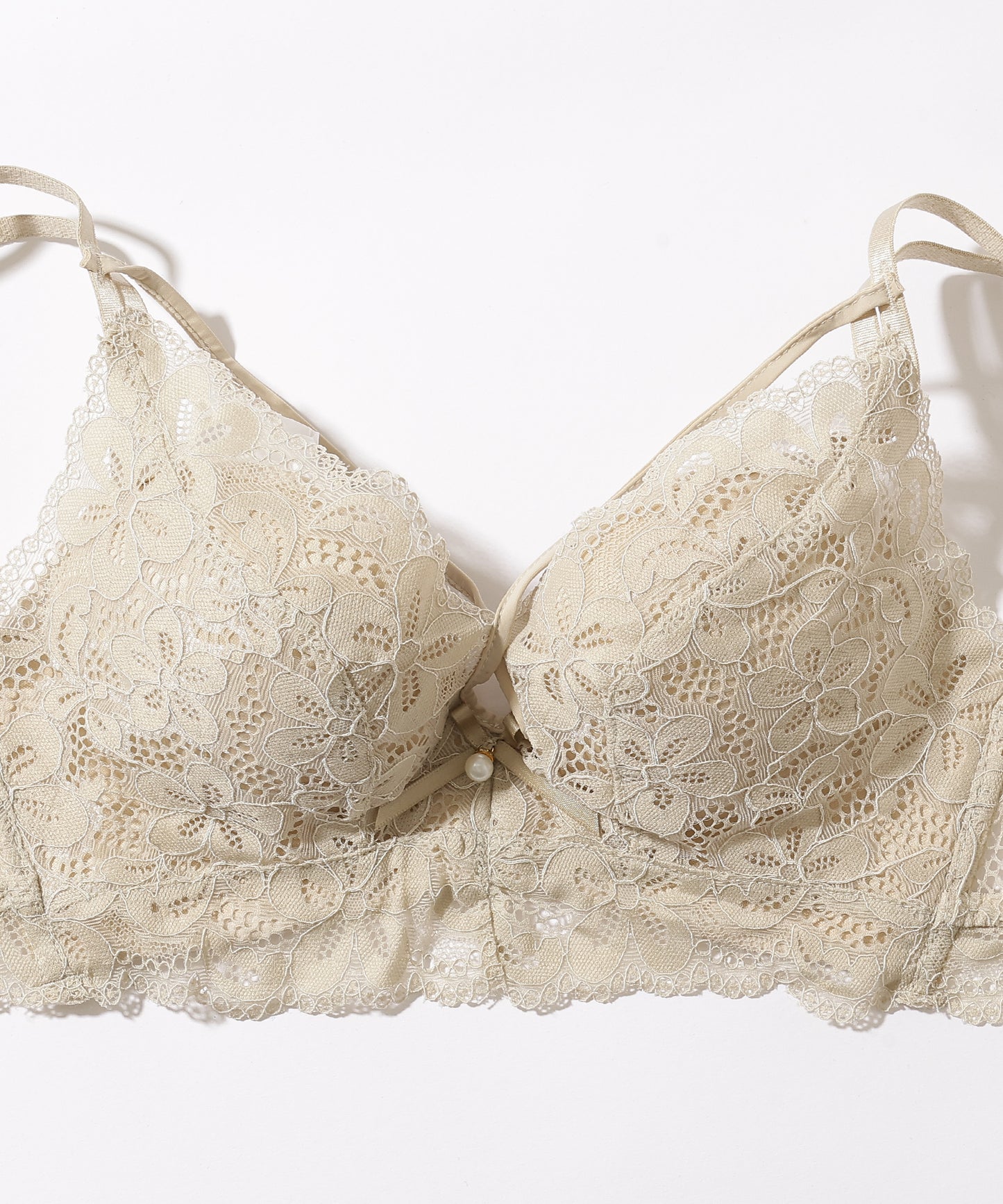 【2点セット】ロマンチック フル レース ノンワイヤー ブラジャー&ショーツ