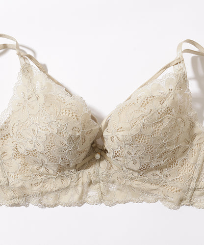 【2点セット】ロマンチック フル レース ノンワイヤー ブラジャー&ショーツ