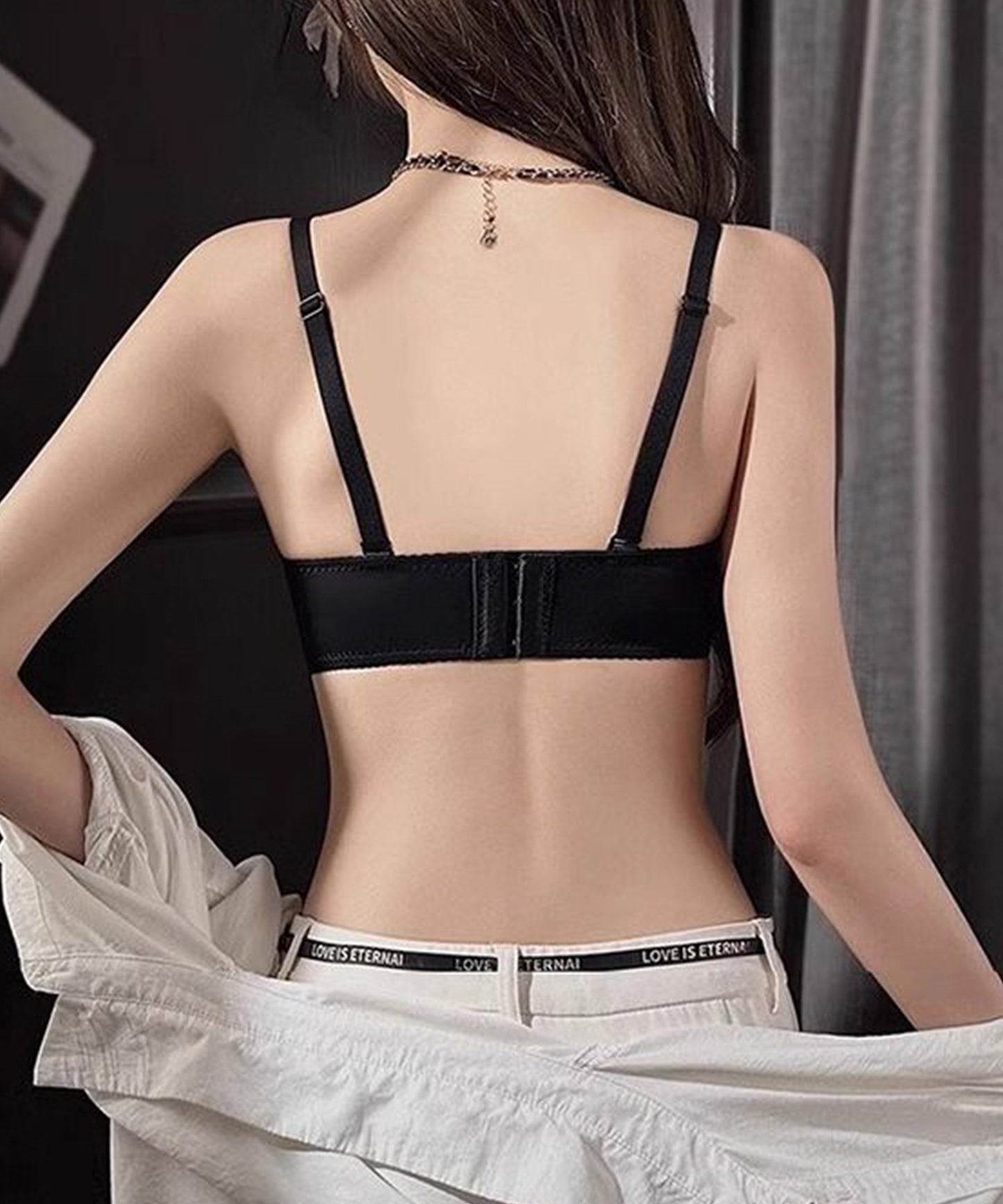 【2点セット】リボン風 花柄 レース ブラジャー&ショーツ