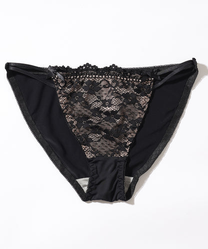 【2点セット】リボン風 花柄 レース ブラジャー&ショーツ