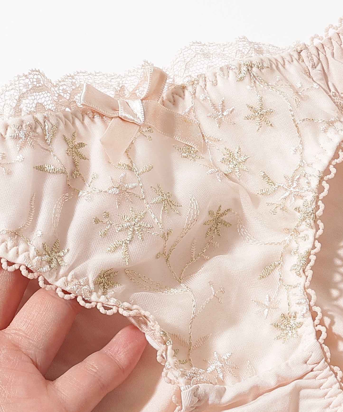 【2点セット】フラワー 刺繍 3/4 ブラジャー&ショーツ
