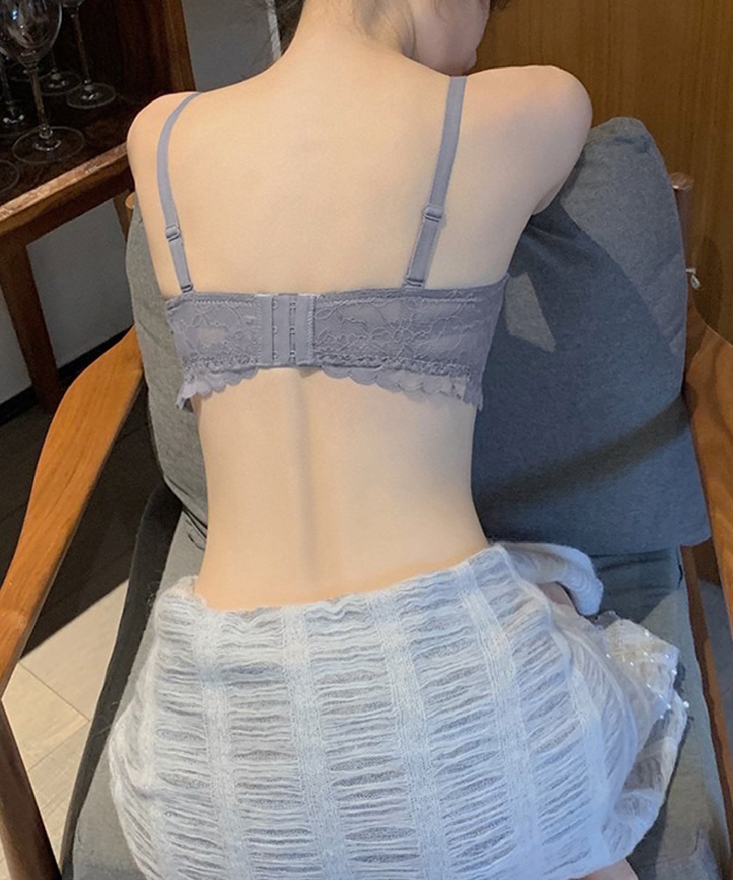 【2点セット】カットアウト スカラップ レース ブラジャー&ショーツ