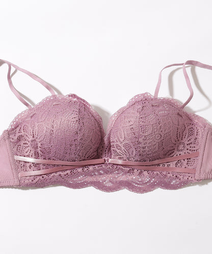 【2点セット】 ロマンチック レース リボン付き ブラジャー&ショーツ