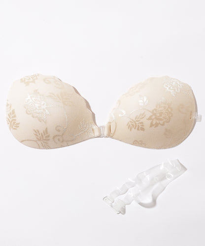 フロント ホック ボタニカル柄 ヌード ブラジャー