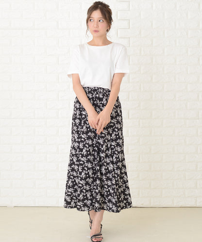 小花柄 フラワープリント きれいめロングスカート
