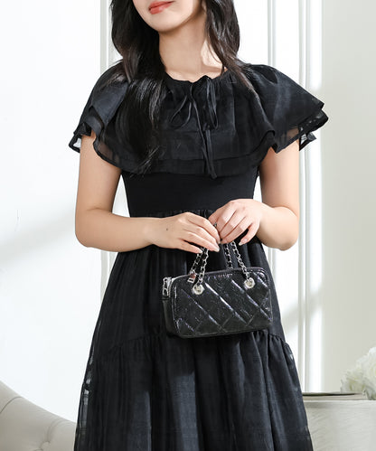 2WAY ケープ付き シアー チェック ノースリーブ ワンピース