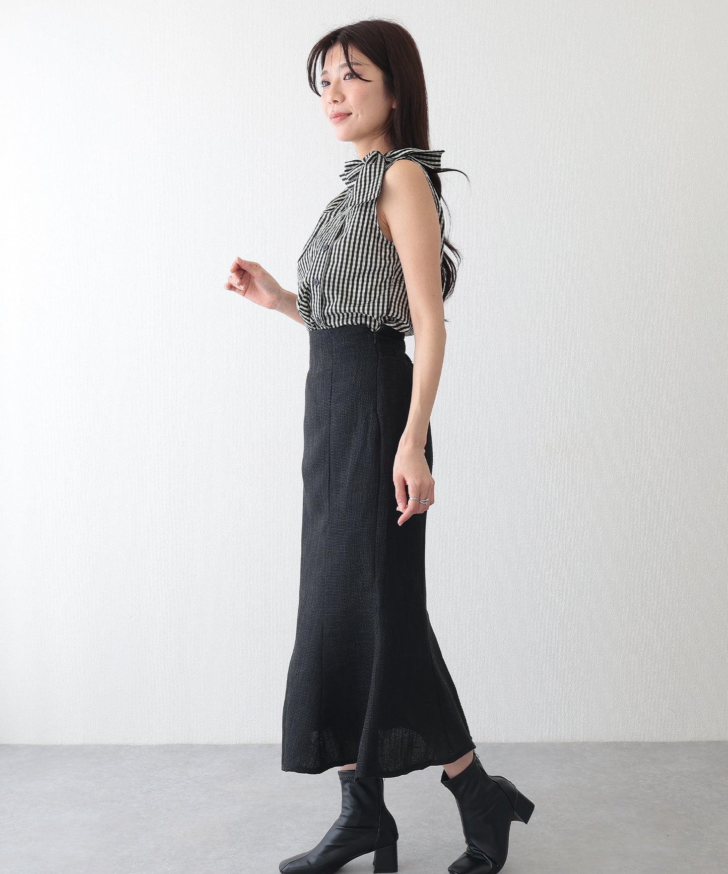 ツイード バックスリット マーメイド ロング スカート