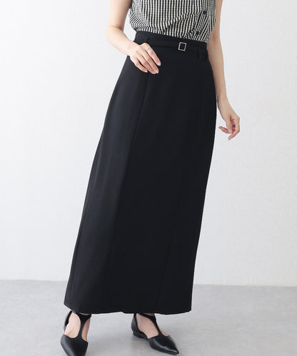 ベルト付き バックスリット ナロー ロング スカート