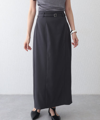 ベルト付き バックスリット ナロー ロング スカート