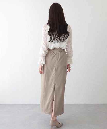 ベルト付き バックスリット ナロー ロング スカート