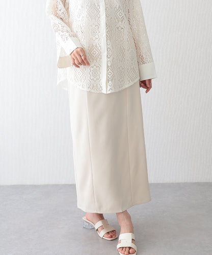 ベルト付き バックスリット ナロー ロング スカート