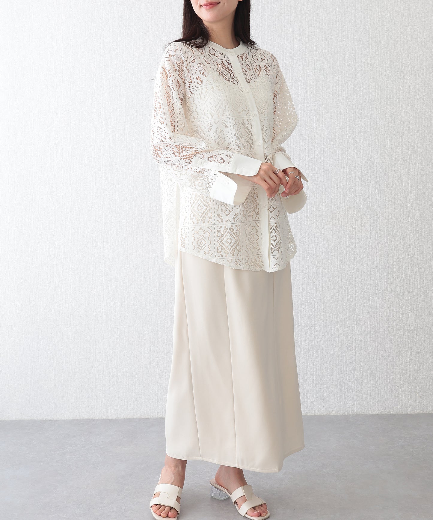 ベルト付き バックスリット ナロー ロング スカート