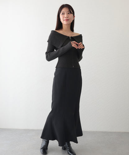 ハイウエスト バックスリット マーメイド ロング スカート