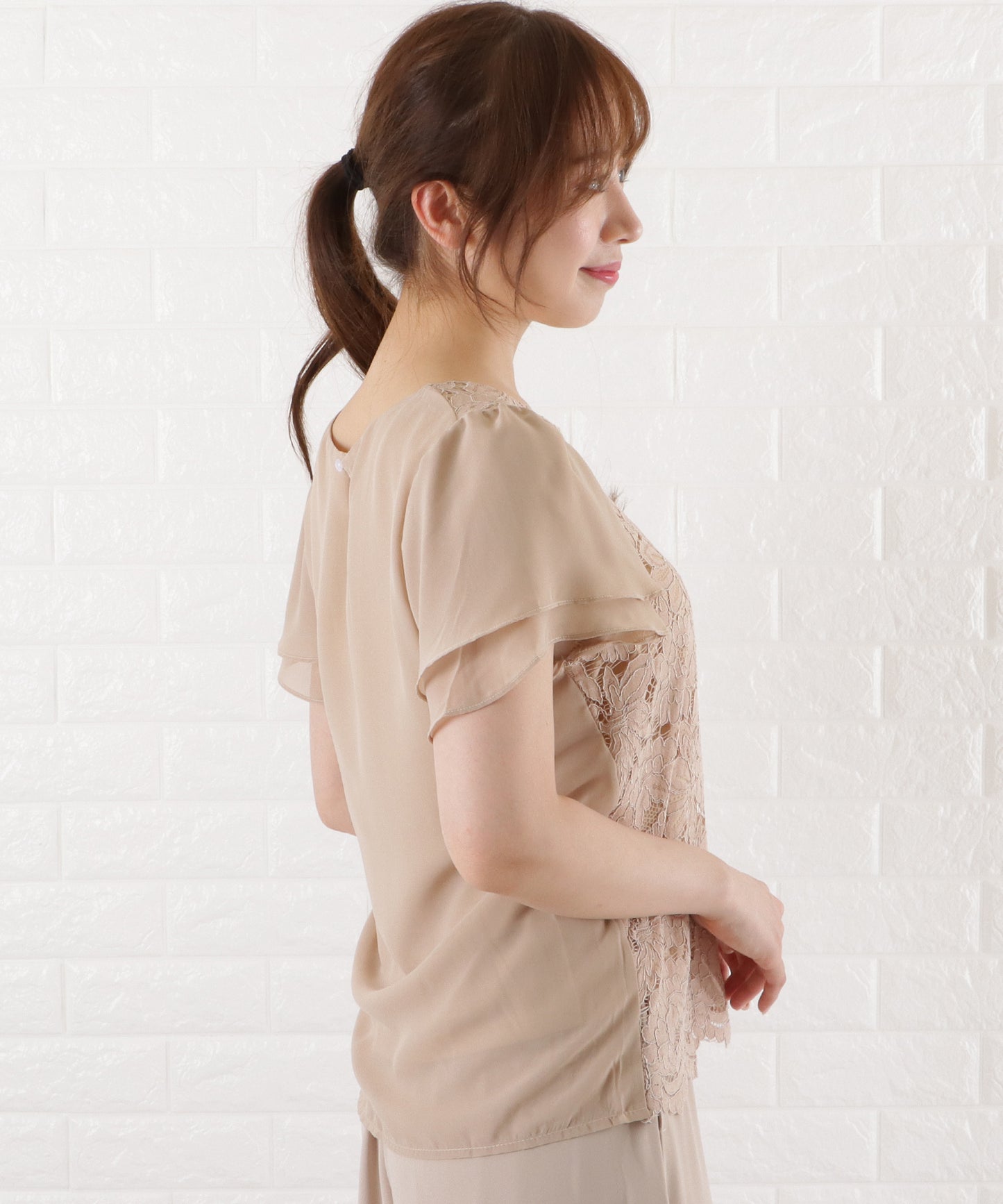 フロントレース シフォンスリーブ プルオーバー