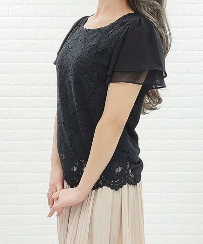 フロントレース シフォンスリーブ プルオーバー