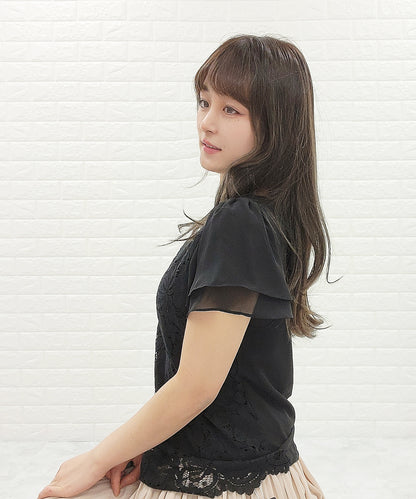 フロントレース シフォンスリーブ プルオーバー