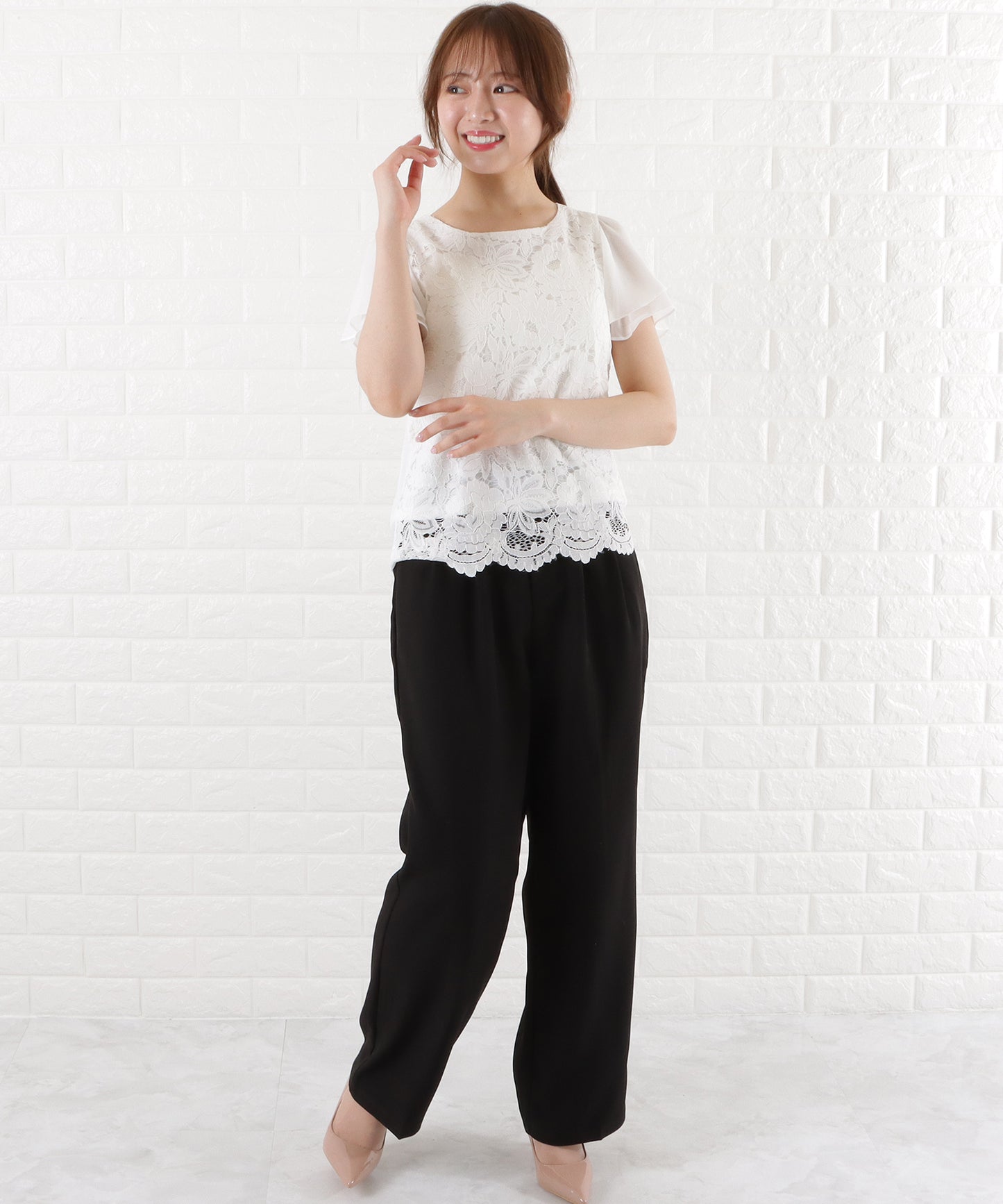 フロントレース シフォンスリーブ プルオーバー
