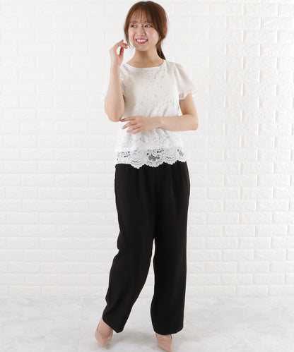 フロントレース シフォンスリーブ プルオーバー
