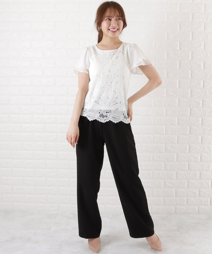 フロントレース シフォンスリーブ プルオーバー