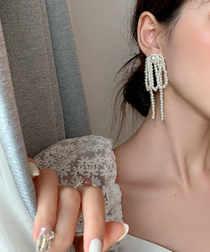 メニー パール ビッグ リボン ピアス