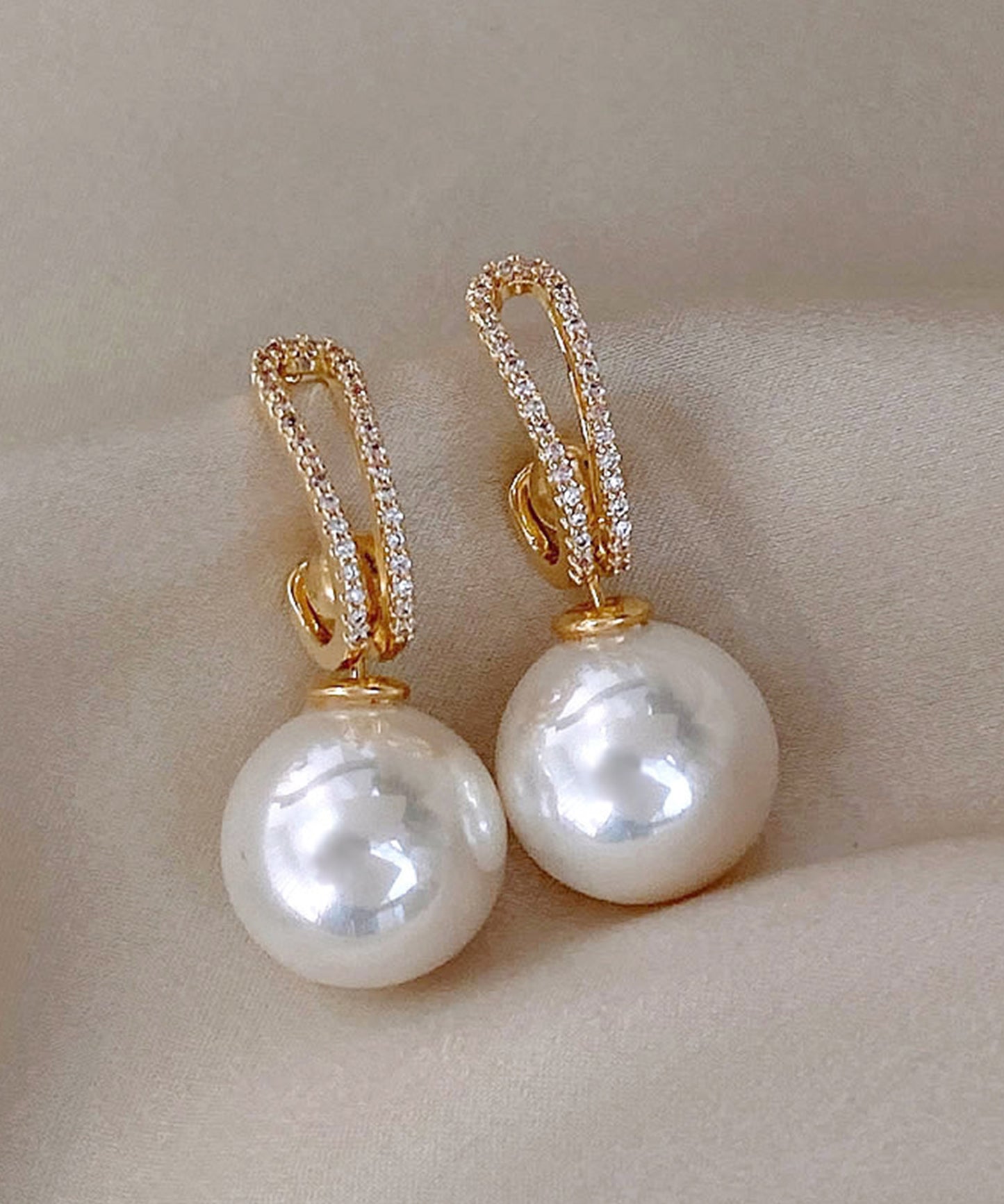 3WAY パール ビジュー フープ ピアス