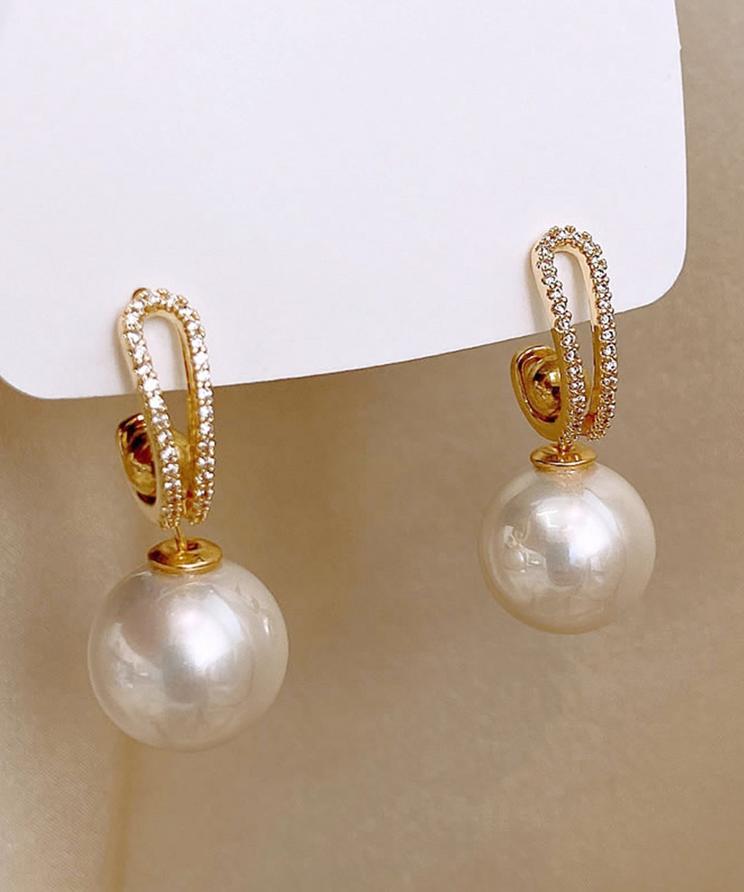 3WAY パール ビジュー フープ ピアス
