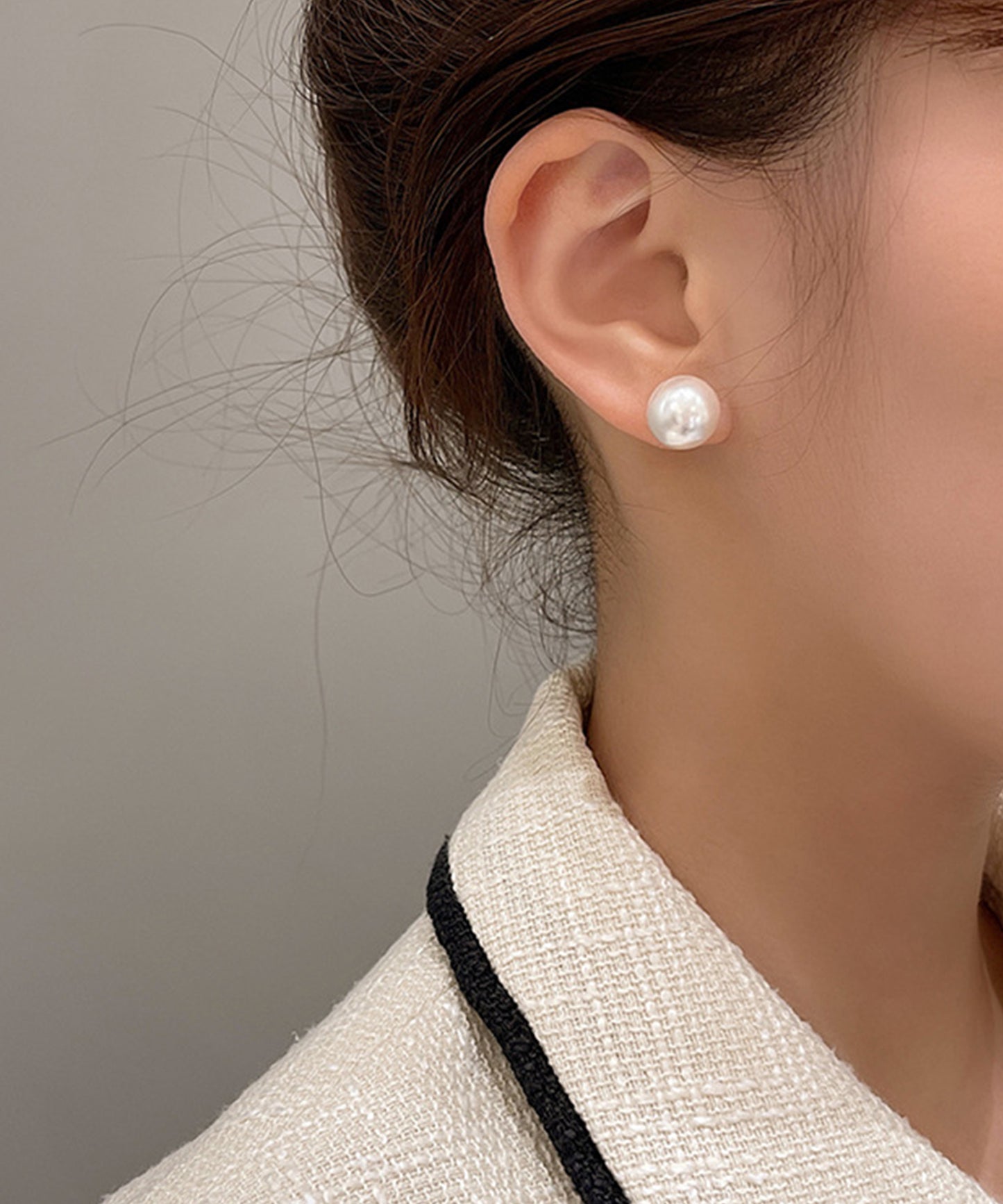 3WAY パール ビジュー フープ ピアス