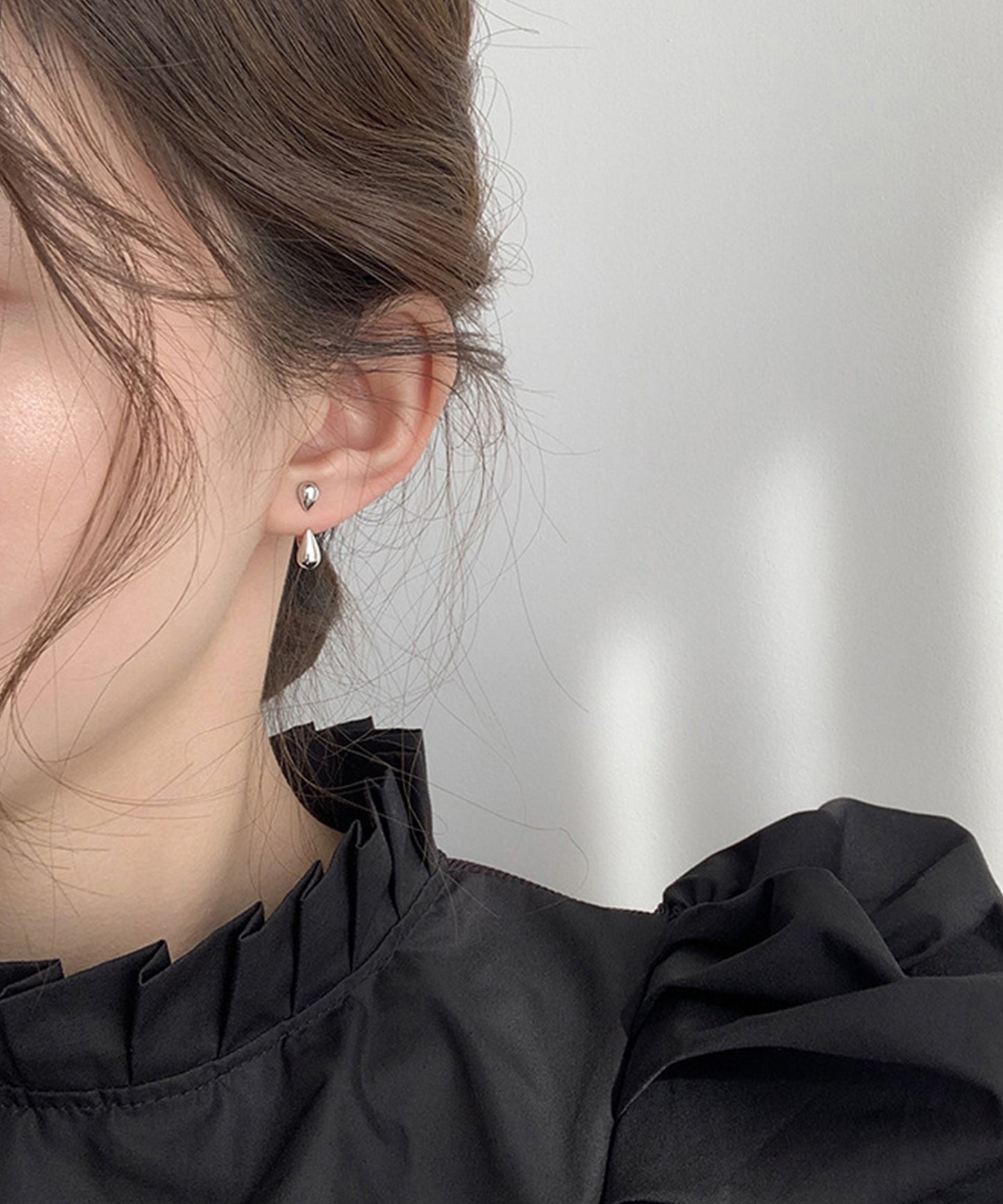 ダブル ドロップ シンプル デザイン ピアス